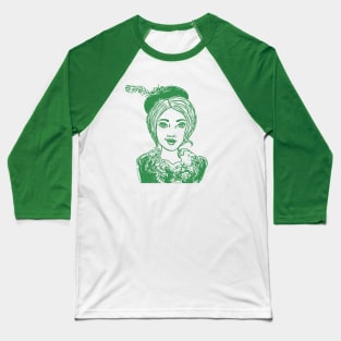 Green Woman in a Hat Baseball T-Shirt